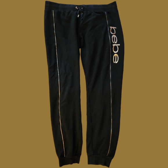 bebe Pants - BEBE Black/Gold Jogger Sweat Pants